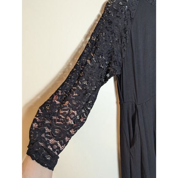 NWT Torrid Black Super Soft Lace Sleeve Skater Dress - Picture 4 of 9